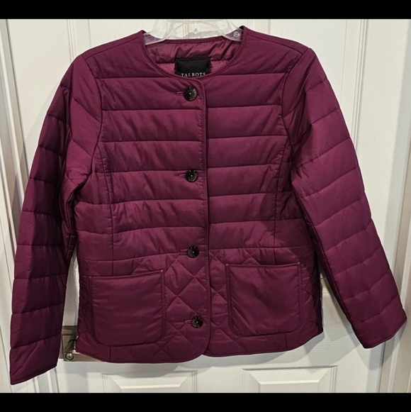 NWOT Talbots Women's Petite Plum Puffer Jacket--Medium - Picture 2 of 9